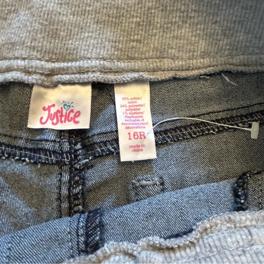 Justice Blue Denim Shorts with Gray Waistband